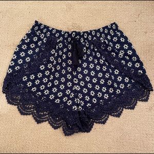 Navy Flowy Shorts